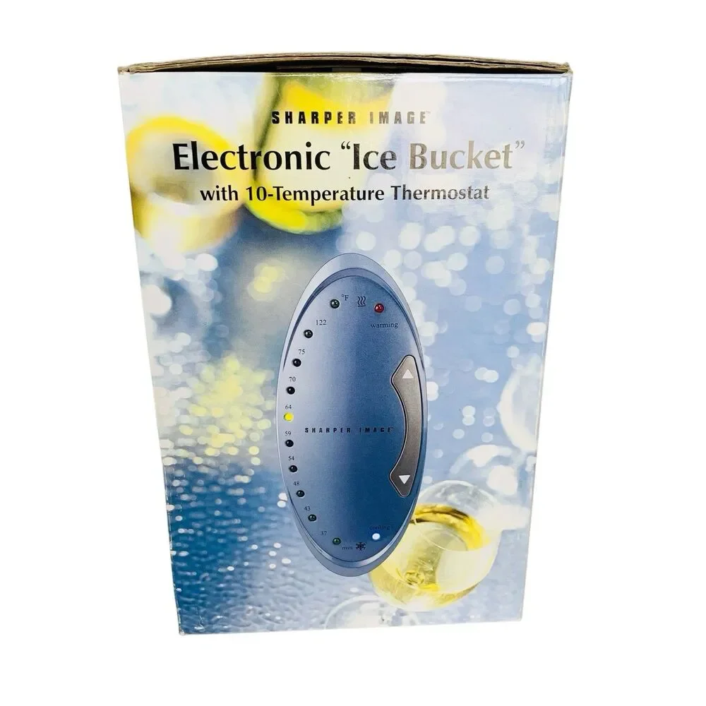 Sharper Image Electronic Ice Bucket Cooler GF-201 Chills & Warms Wine Silver